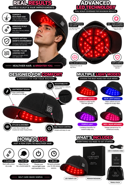 Luminate Halo Pro Red & Near Infrared Scalp Therapy Cap